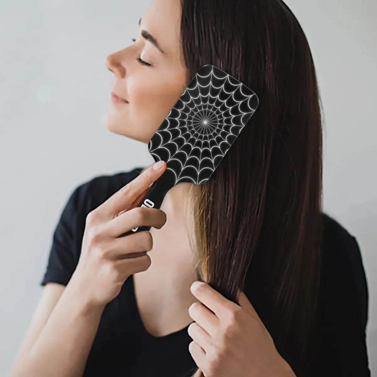 Personalized-Kids-Hair-Brush for Boy Girls Custom Gift Detangler Brush Soft Bristle Hair Brushes Travel Hair Brush for All Hair Types Christmas Hallowmas Spider Web Sliver Dot