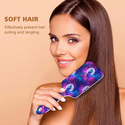 Women Girls Ladies Hair Brush Purple Black Buffalo Check Plaid Pattern, Paddle Brush for Detangling Scalp Massage, Cushion Hairbrush for Long Thick Curly Hair