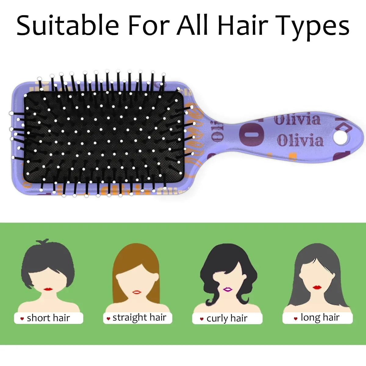 Personalized Name Hair Brush Detangler Brush Gifts for Women Man Custom Detangler-Hair-Brush Kids-Toddler-Girls for Travel All Hair Types