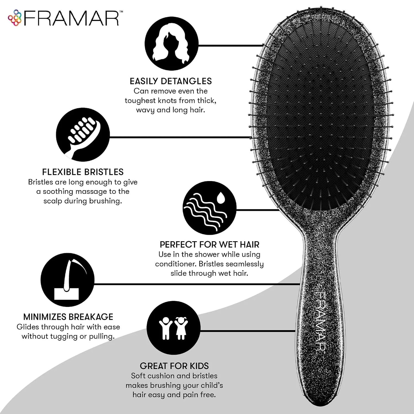 FRAMAR Wet Hair Brush Detangler, Detangling Hairbrush For Women – Giraffe