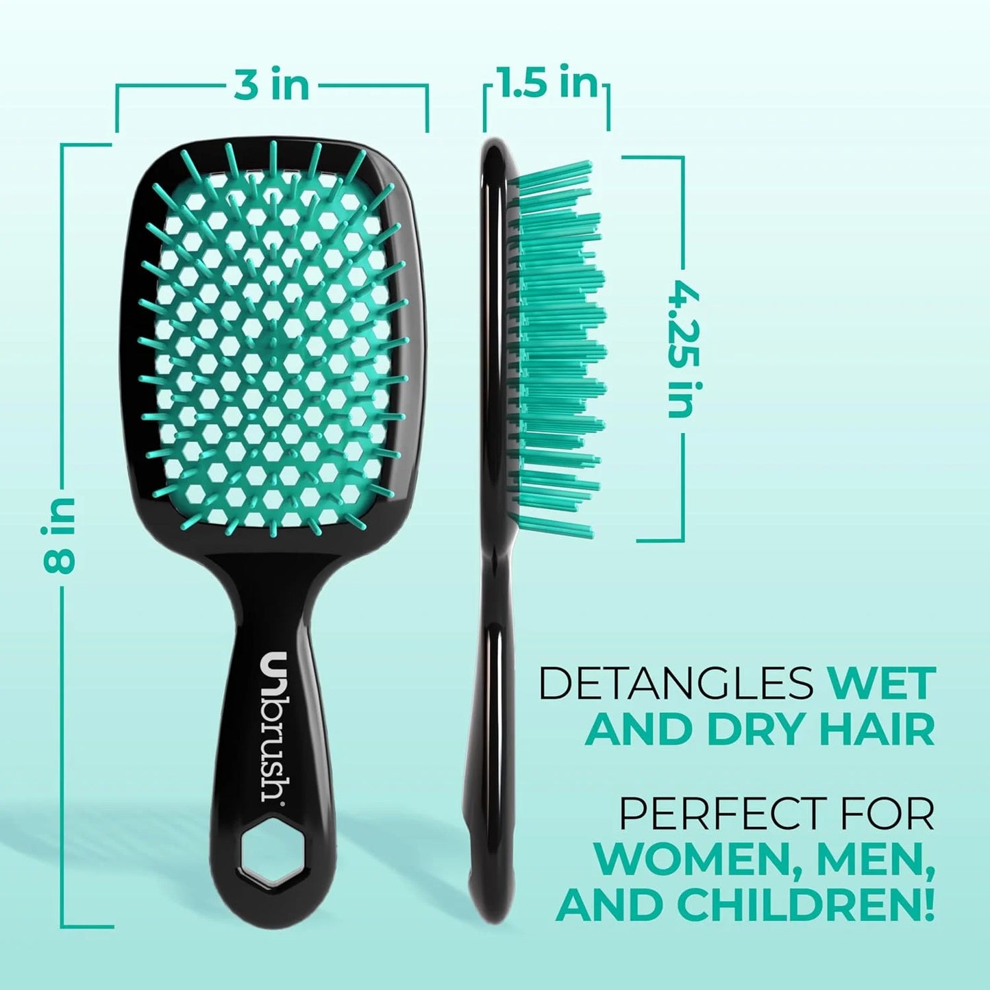 FHI Heat UNbrush Detangling Brush for Pain-Free Brushing on All Wet or Dry Hair Types — Durable DuoFlex Anti-Static Bristles, Lightweight Handle, Vented Hair Brush