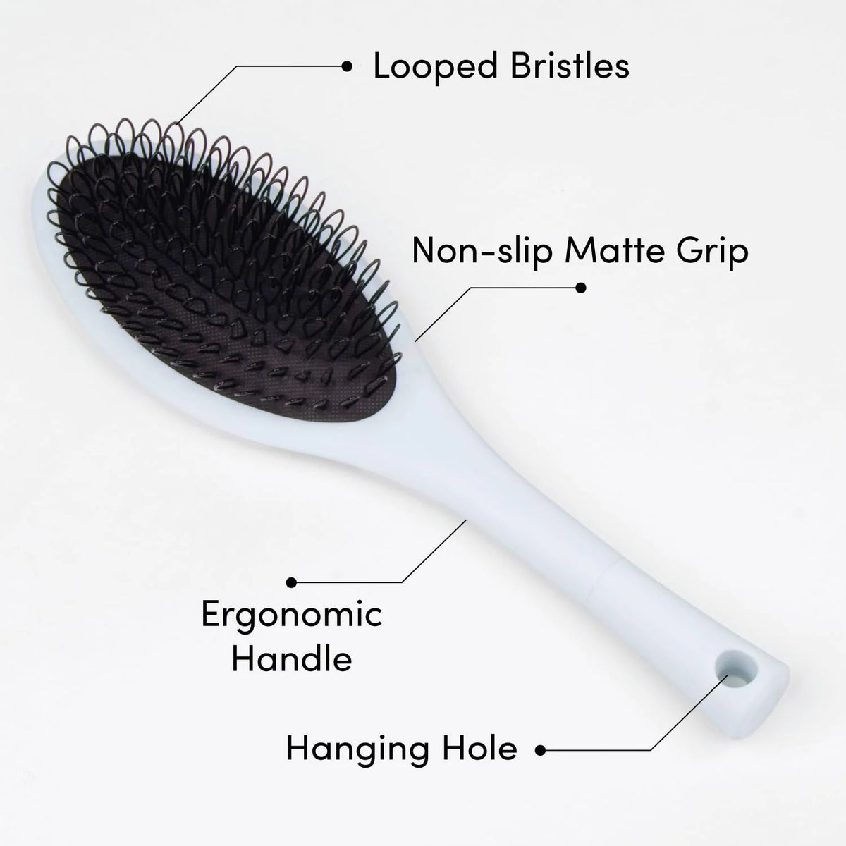 The Hair Shop Light Blue Loop Brush - Salon Professional Grade with Ergonomic Design - Safe Detangler Tool for 100% Remy Human and Synthetic Hair Extensions and Wigs (Light Blue)
