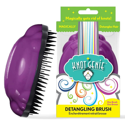Knot Genie Detangling Hair Brush for Kids (Peaceful Purple) | Original Size | Perfect Detangling Brush for Curly Hair, Gently Separate Tangles, Leaves Hair Smooth and Shiny