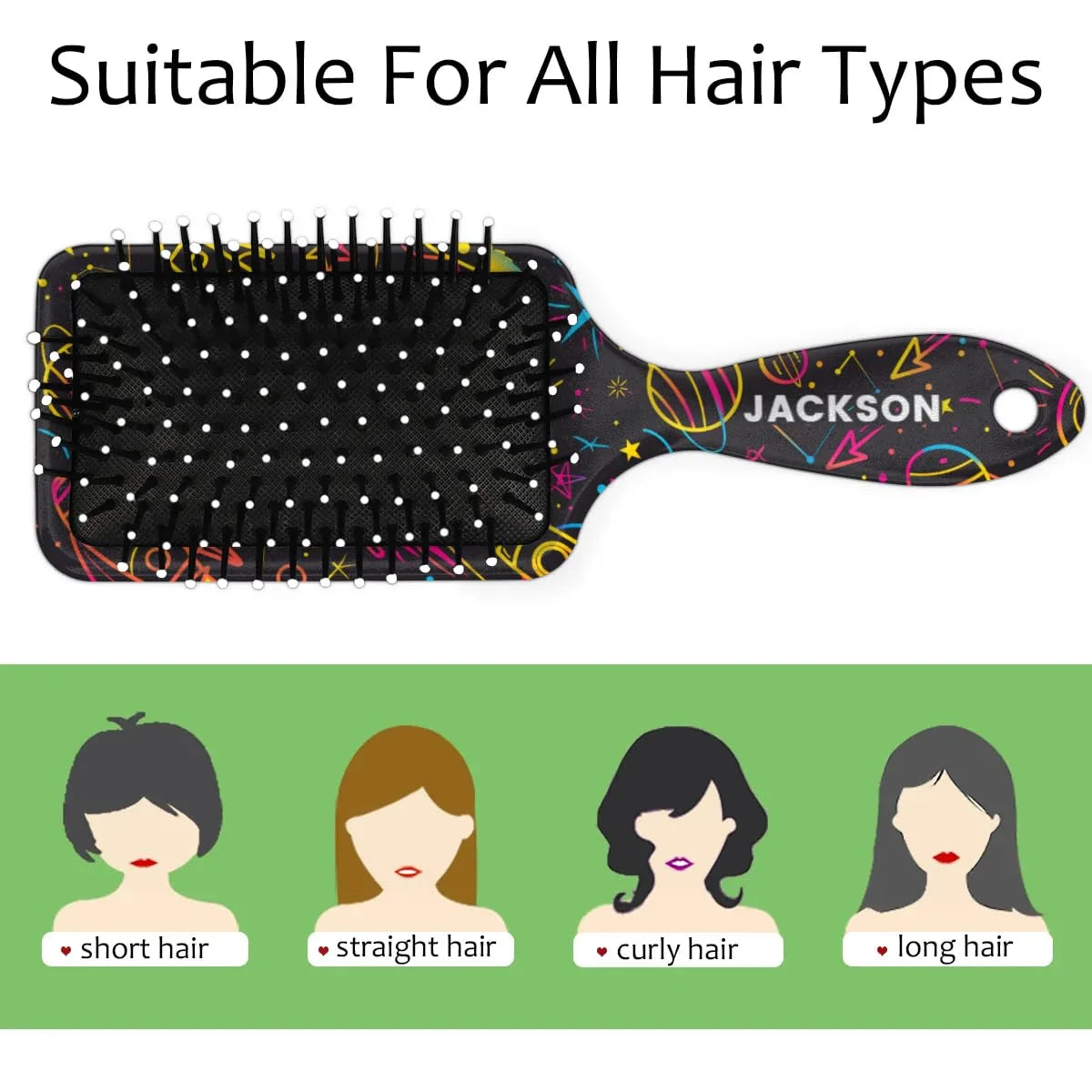 Personalized Cute Car Detangler-Hair-Brush for Kids Boys,Glides Through Tangles Comb,Custom Name Hair Brushes for All Hair Types Wet/Dry/Curly/Thick Hair,White 2