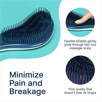 Crave Naturals Glide Thru Hair Brush - Detangler Brush for Curly, Straight, Wet or Dry Hair - Gentle Detangling Brushes for Adults, Kids, Toddlers - Hair Accessories for Women, 7.5x3" - Pink