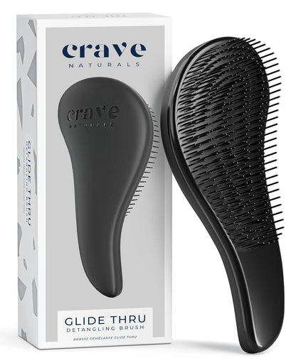 Crave Naturals Glide Thru Hair Brush - Detangler Brush for Curly, Straight, Wet or Dry Hair - Gentle Detangling Brushes for Adults, Kids, Toddlers - Hair Accessories for Women, 7.5x3" - Pink