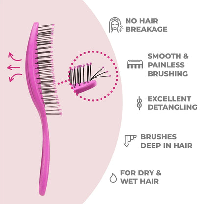 Ninabella Detangler Brush - No Tangle Hair Brush for Women, Fine, Thick and Long Hair - Hairbrush for Wet and Dry Hair, Gentle on the Scalp - Elegant Black