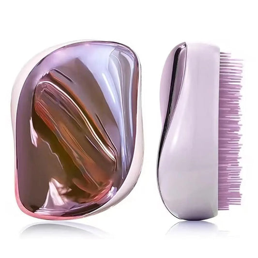 Portable Detangling Hair Brush with Protective Cover, Air Cushion Anti‑Pull Scalp Massage Comb, Travel Pocket Hair Detangler Brush for Wet Dry Curly Knotted Hair, for Women Girls