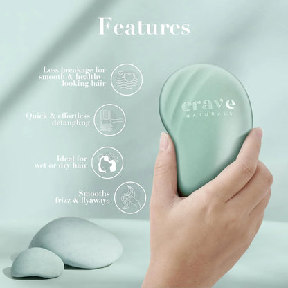 Crave Naturals Mini Detangler Hair Brush Turquoise – Glide Thru Hair Detangler Brush for Women, Kids & Toddlers – Gentle Scalp Care, No-Pain Tangle-Free Hairbrush for All Hair Types, Travel Hair Brush