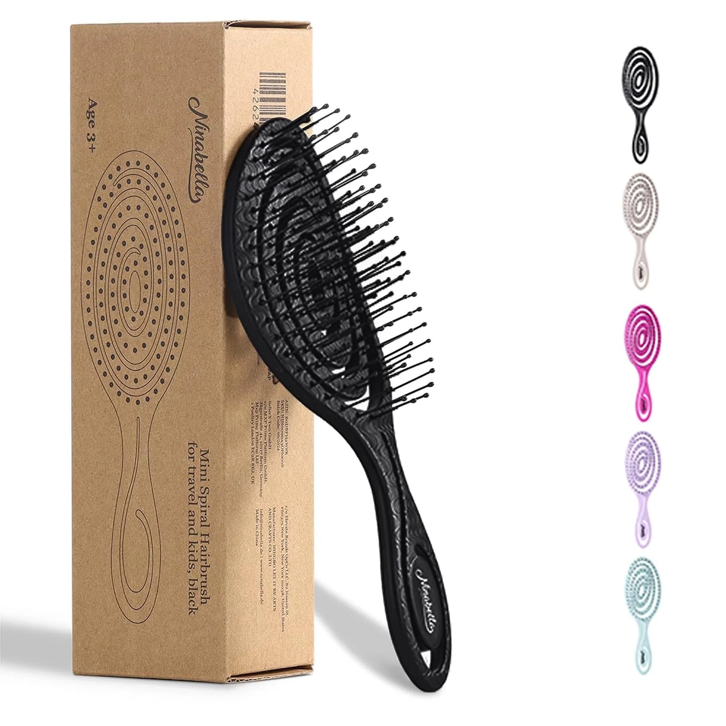 Ninabella Detangler Brush - No Tangle Hair Brush for Women, Fine, Thick and Long Hair - Hairbrush for Wet and Dry Hair, Gentle on the Scalp - Elegant Black
