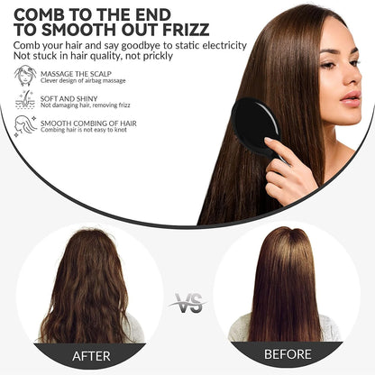 2P Mini Hair Brush,Brush Squirt Detangling Brush,Mini Detangler Brush, No Tangle Ultra-Soft IntelliFlex Bristles,with Ease Knots Without Tears or Breakage (Bright flour)