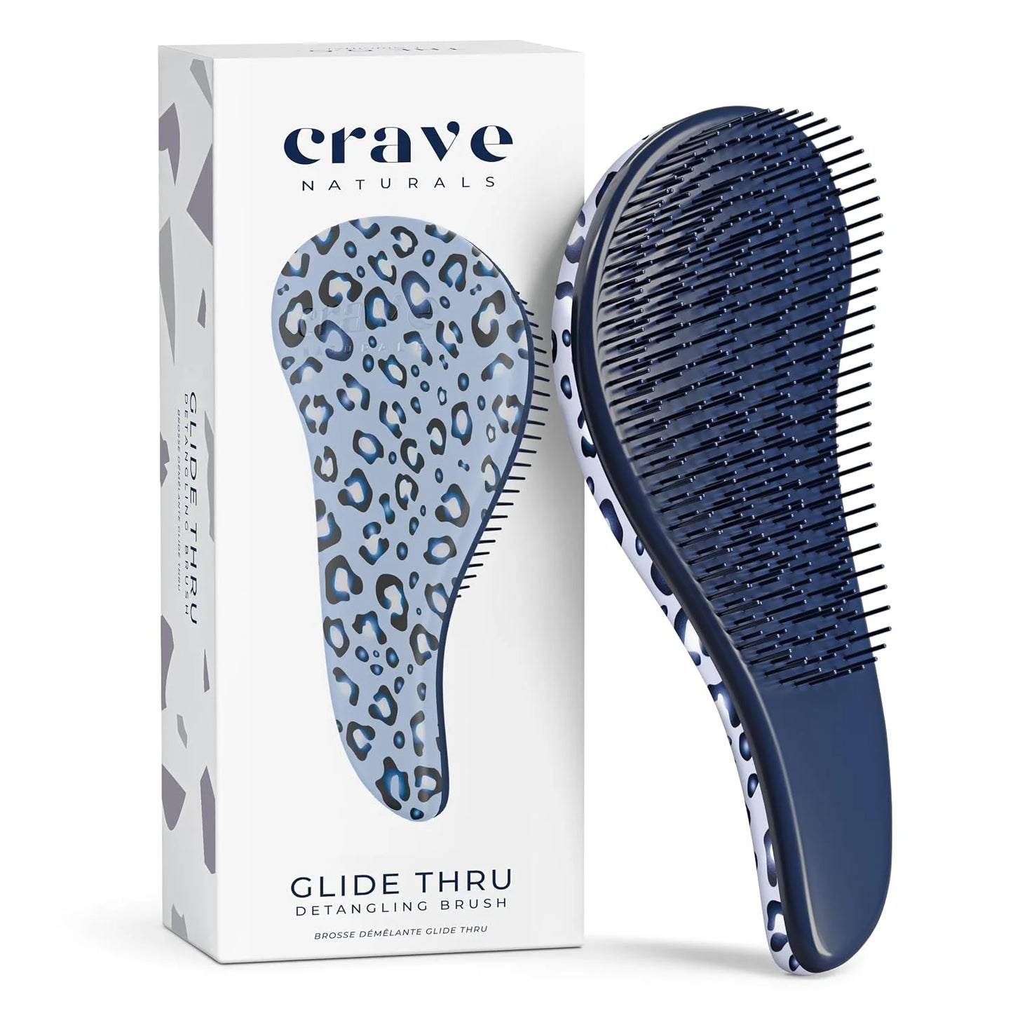 Crave Naturals Glide Thru Hair Brush - Detangler Brush for Curly, Straight, Wet or Dry Hair - Gentle Detangling Brushes for Adults, Kids, Toddlers - Hair Accessories for Women, 7.5x3" - Pink