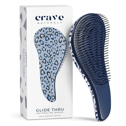 Crave Naturals Glide Thru Hair Brush - Detangler Brush for Curly, Straight, Wet or Dry Hair - Gentle Detangling Brushes for Adults, Kids, Toddlers - Hair Accessories for Women, 7.5x3" - Pink