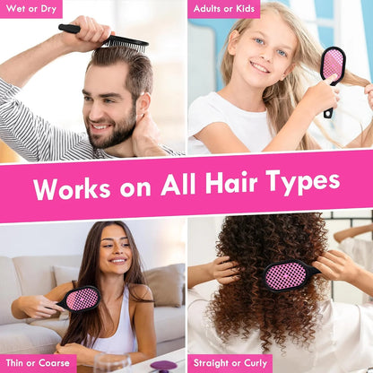 Vented Detangling Hair Brush - 2 Pack Detangler Hairbrush for Effortless Tangle Removal - Ultra-Soft Bristles -For Natural Curly Straight Wet Dry Damaged Hair for Women Men Kids - Black & Blue