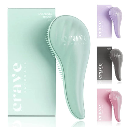 Crave Naturals Mini Detangler Hair Brush Turquoise – Glide Thru Hair Detangler Brush for Women, Kids & Toddlers – Gentle Scalp Care, No-Pain Tangle-Free Hairbrush for All Hair Types, Travel Hair Brush