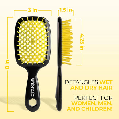FHI Heat UNbrush Detangling Brush for Pain-Free Brushing on All Wet or Dry Hair Types — Durable DuoFlex Anti-Static Bristles, Lightweight Handle, Vented Hair Brush