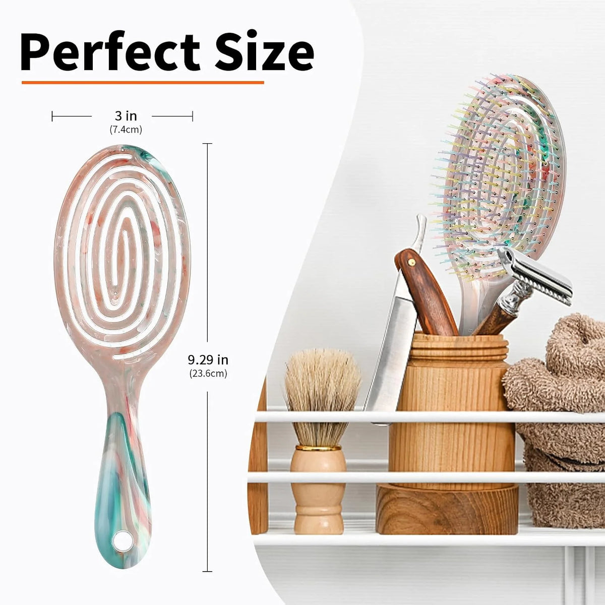 Detangling Wet Hair Brush for Thin or Straight Hair, Vented Detangler Hairbrush with Double-Layered Ultra and Soft-Nylon Bristles for Wet or Dry Hair, Gifts for Women Girls Kids