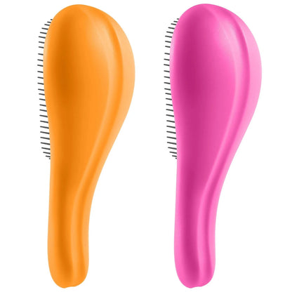 2 Pack Detangling Hair Brush - Detangler Hairbrush with Ultra Soft Bristles for Effortless Tangle Removal - For Dry Wet Damaged Curly Hair for Men Women Girls Boys Kids - Black & Green