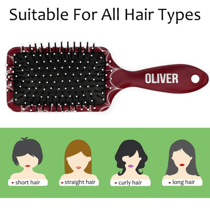 Personalized-Kids-Hair-Brush for Boy Girls Custom Gift Detangler Brush Soft Bristle Hair Brushes Travel Hair Brush for All Hair Types Christmas Hallowmas Spider Web Sliver Dot