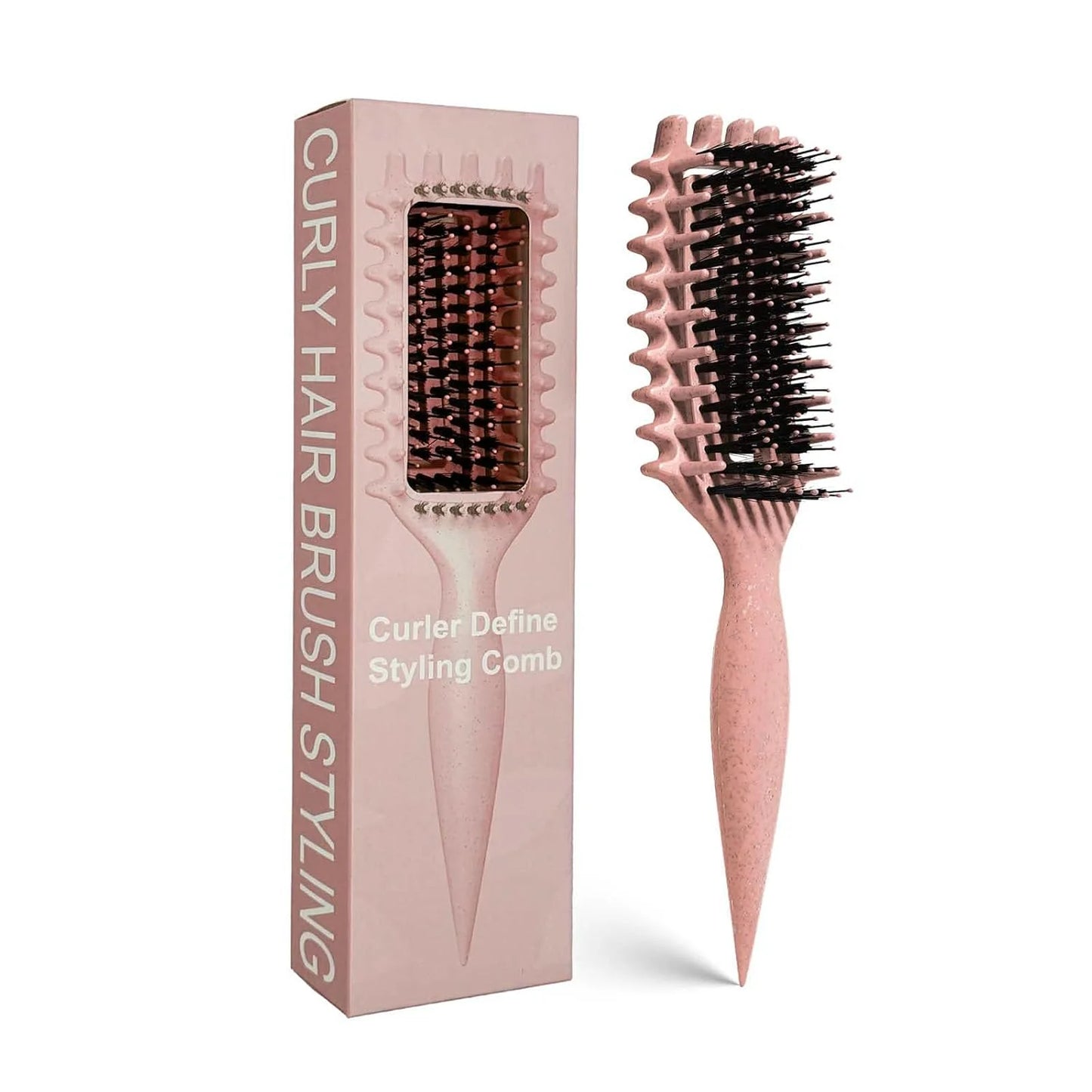 Curly Hair Brush Candybrush Curl Defining Brush for Detangling Shaping and Defining Curls for Women, Men, Wet & Dry Hair (Green Pink)