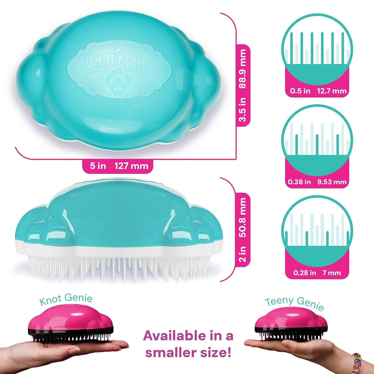 Knot Genie Detangling Hair Brush for Kids (Peaceful Purple) | Original Size | Perfect Detangling Brush for Curly Hair, Gently Separate Tangles, Leaves Hair Smooth and Shiny
