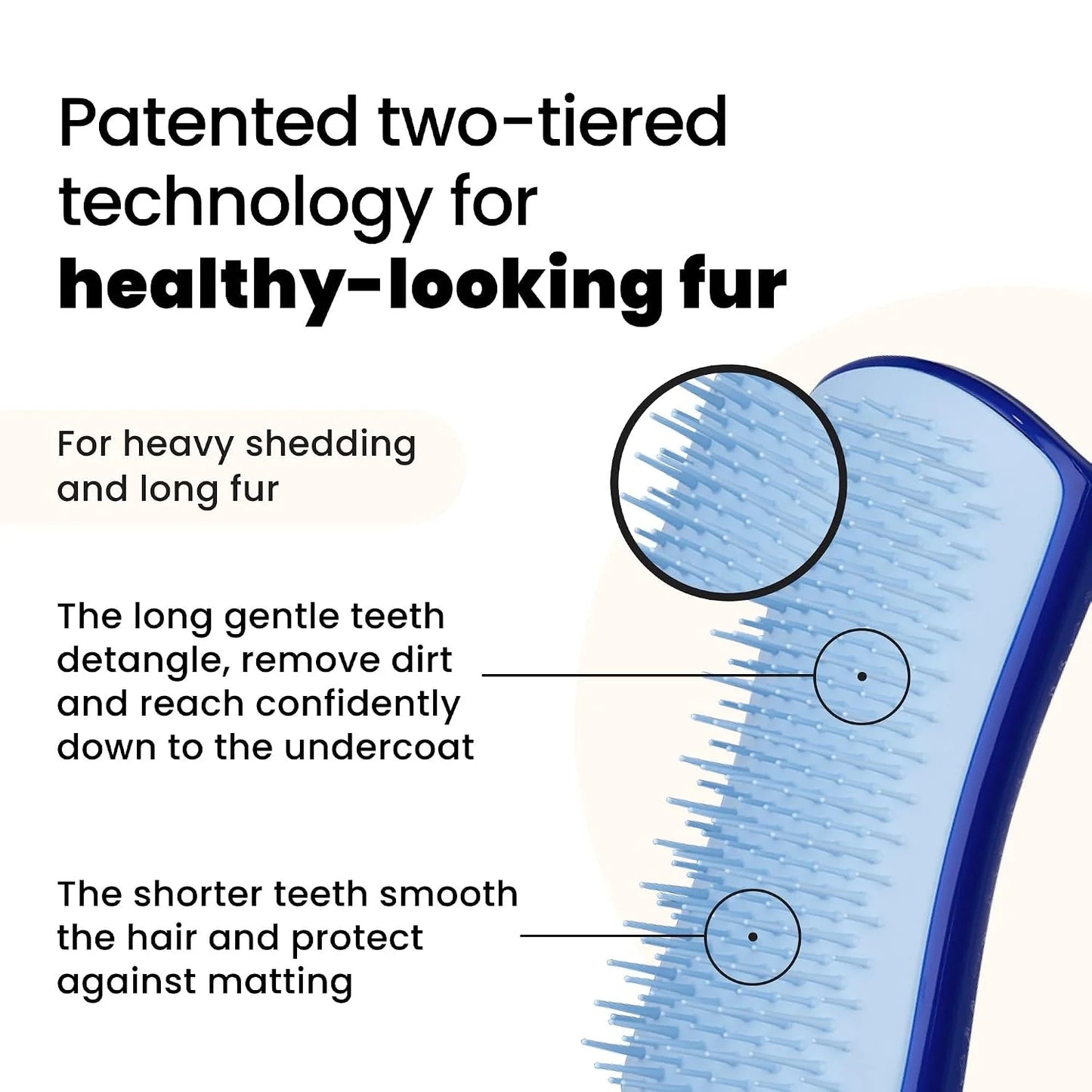 Pet Teezer De-Shedding Dog Brush for Long Hair Breeds, Large, Blue & Pink