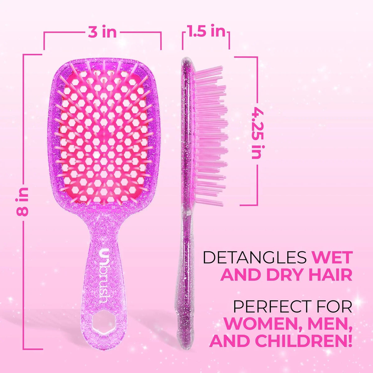 FHI Heat UNbrush Detangling Brush for Pain-Free Brushing on All Wet or Dry Hair Types — Durable DuoFlex Anti-Static Bristles, Lightweight Handle, Vented Hair Brush