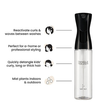 TANGLE TEEZER Fine Mist Spray Bottle, Refillable, 10.1 oz, Black