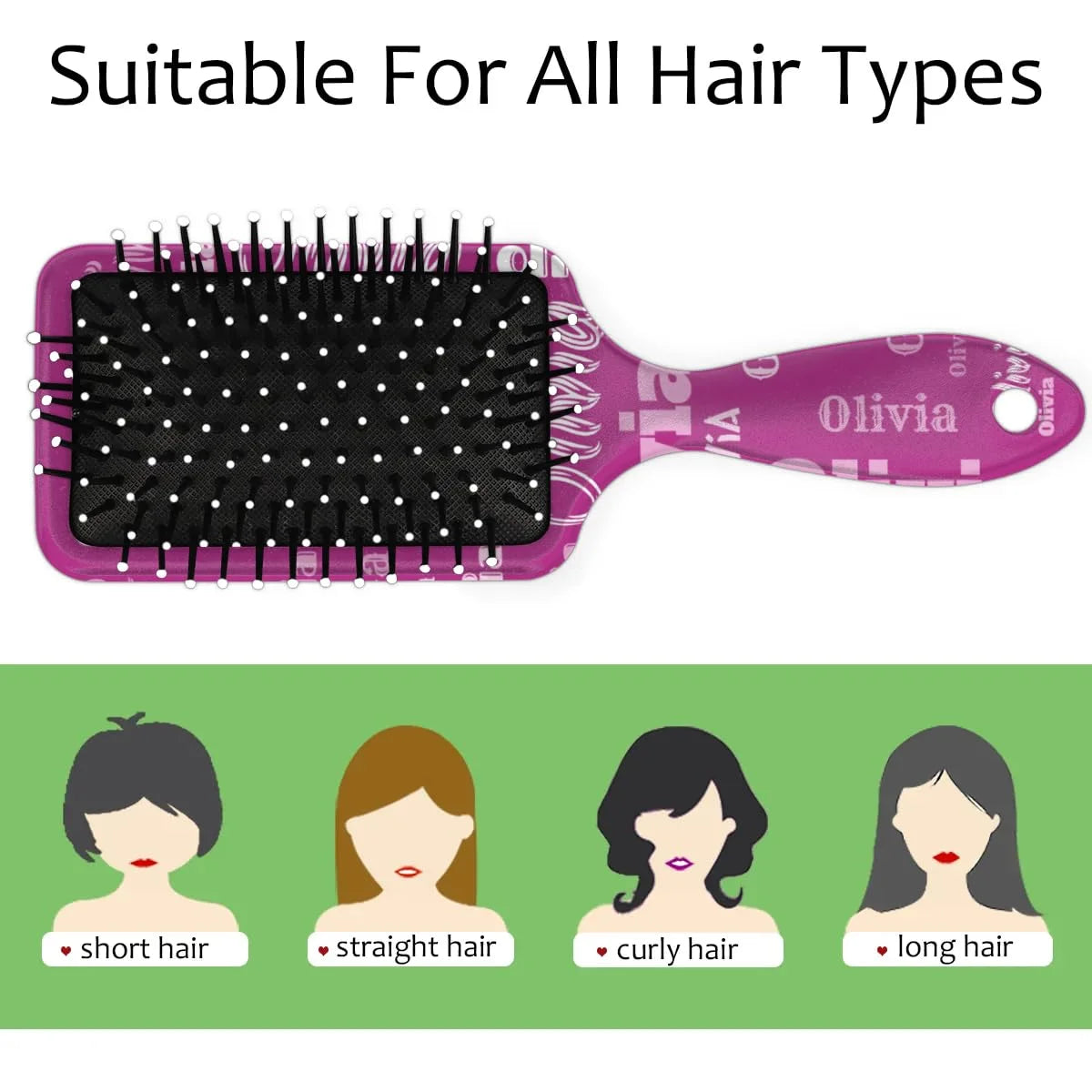 Personalized Name Hair Brush Detangler Brush Gifts for Women Man Custom Detangler-Hair-Brush Kids-Toddler-Girls for Travel All Hair Types