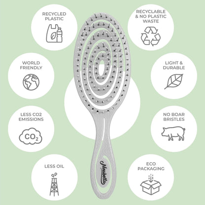Ninabella Detangler Brush - No Tangle Hair Brush for Women, Fine, Thick and Long Hair - Hairbrush for Wet and Dry Hair, Gentle on the Scalp - Elegant Black