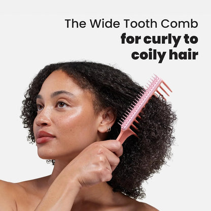 Tangle Teezer Wide Tooth Comb, Double Sided for Detangling and Less Breakage, for 3C to 4C Curly Hair Types, Peach