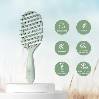 Ecoed Hair brush, Vented Detangling Brush, Quickly Detangles and Smooths hair for Curly, Thick, and Straight Hair, Hair Brush for Women and Men, Blue, Eco Friendly, Sustainable Material
