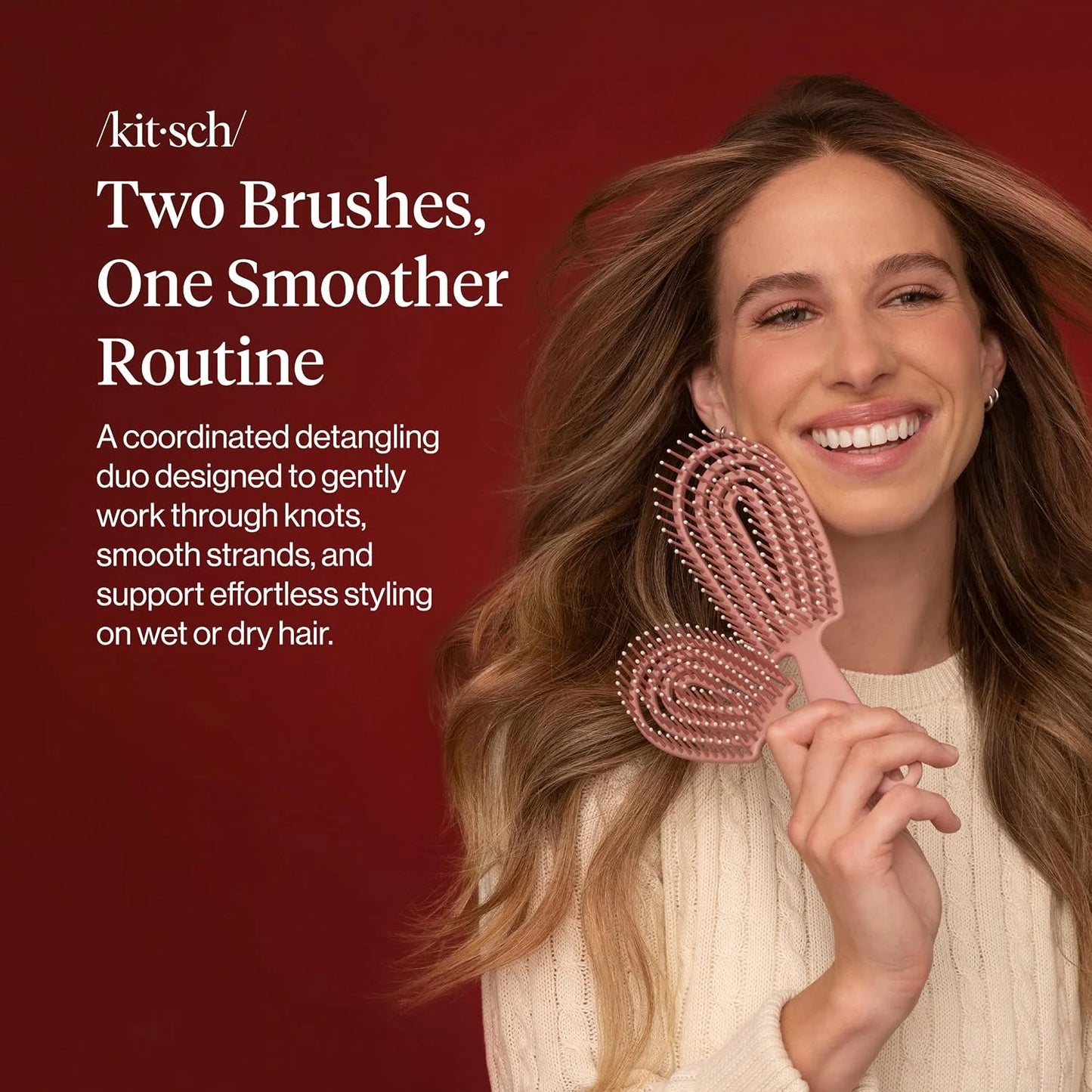 Kitsch Flexi Flow Detangler Brush, Hair Brushes For Women - Black