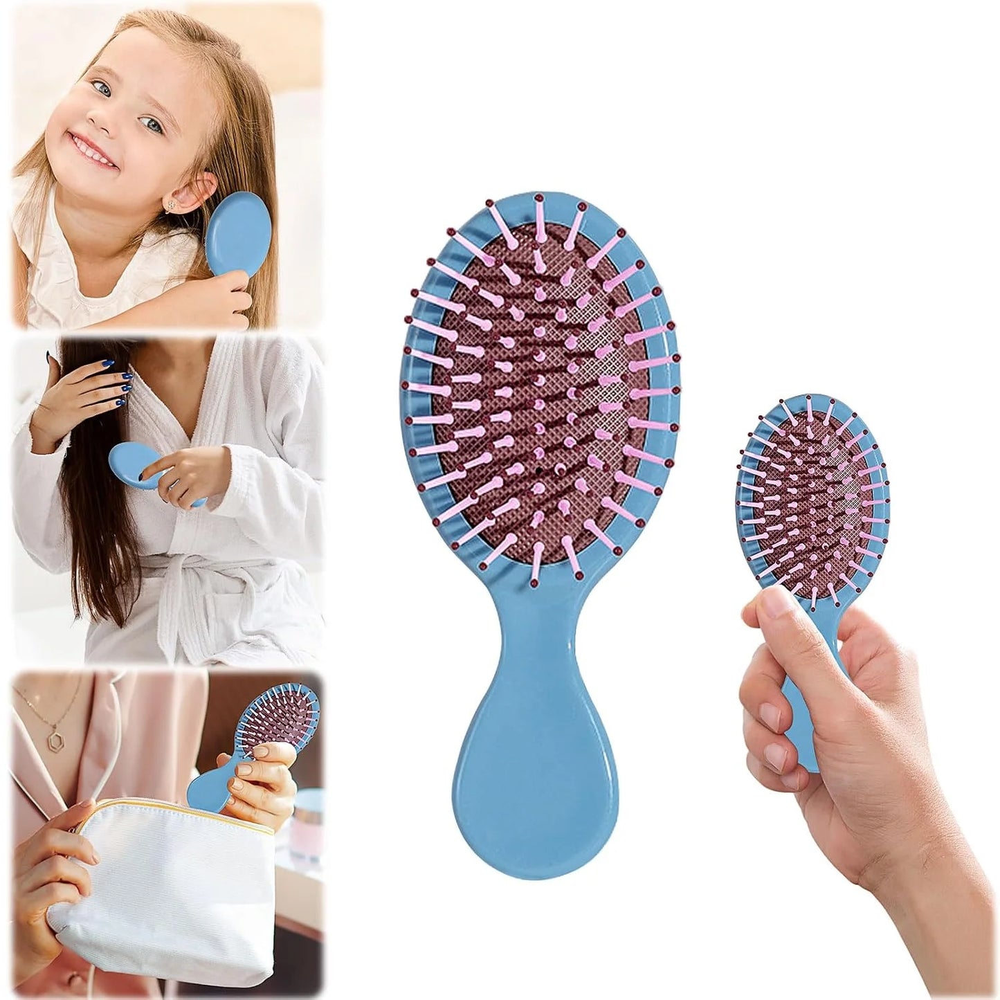 2P Mini Hair Brush,Brush Squirt Detangling Brush,Mini Detangler Brush, No Tangle Ultra-Soft IntelliFlex Bristles,with Ease Knots Without Tears or Breakage (Bright flour)