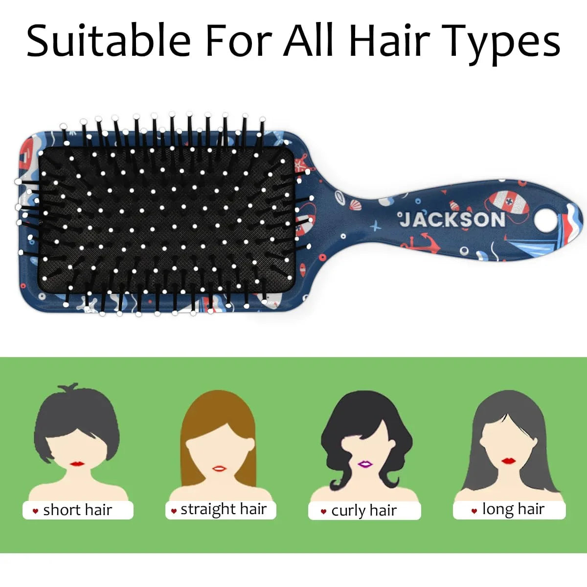 Personalized Cute Car Detangler-Hair-Brush for Kids Boys,Glides Through Tangles Comb,Custom Name Hair Brushes for All Hair Types Wet/Dry/Curly/Thick Hair,White 2