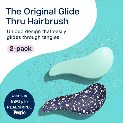 Crave Naturals Glide Thru Hair Brush - Detangler Brush for Curly, Straight, Wet or Dry Hair - Gentle Detangling Brushes for Adults, Kids, Toddlers - Hair Accessories for Women, 7.5x3" - Pink