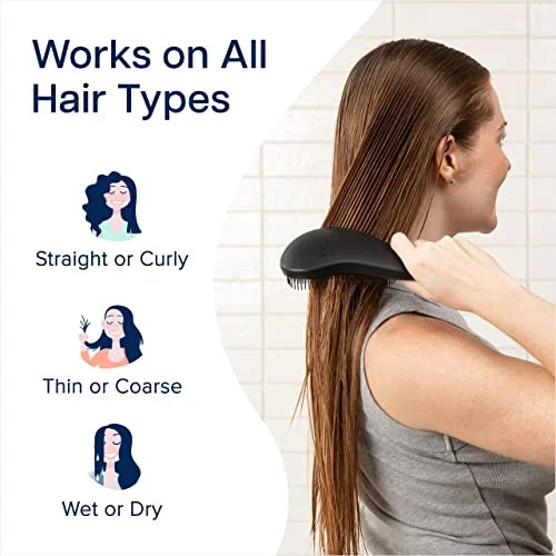 Crave Naturals Glide Thru Hair Brush - Detangler Brush for Curly, Straight, Wet or Dry Hair - Gentle Detangling Brushes for Adults, Kids, Toddlers - Hair Accessories for Women, 7.5x3" - Pink