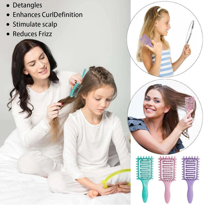 Curl Defining Brush for Curly Hair, Vented Detangling Hair Brush for Wet and Dry Styling, Curved Brush for Shaping and Smoothing Curl Clumps, Lightweight Hair Brush (2Pcs Black)