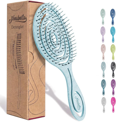 Ninabella Detangler Brush - No Tangle Hair Brush for Women, Fine, Thick and Long Hair - Hairbrush for Wet and Dry Hair, Gentle on the Scalp - Elegant Black