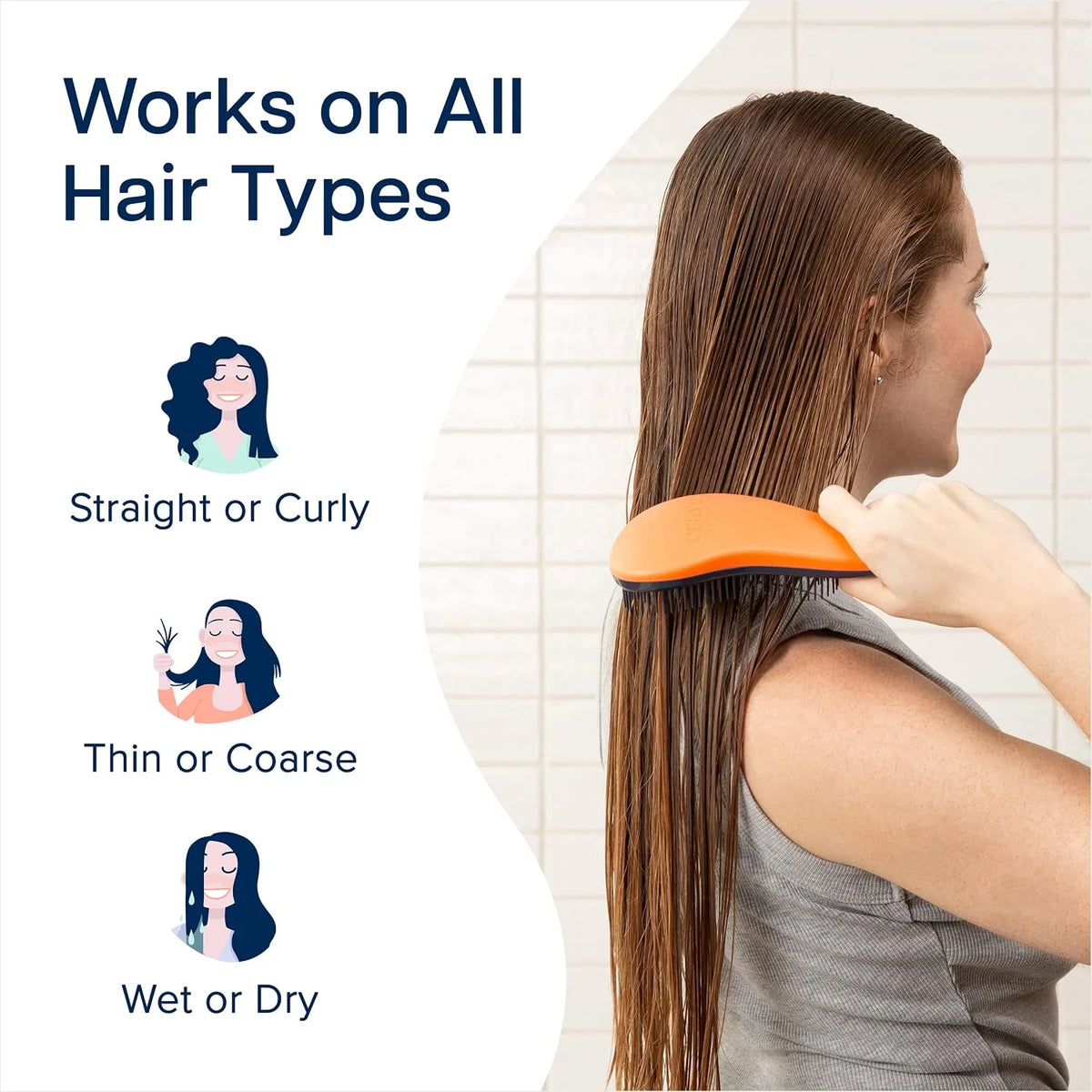 Crave Naturals Glide Thru Hair Brush - Detangler Brush for Curly, Straight, Wet or Dry Hair - Gentle Detangling Brushes for Adults, Kids, Toddlers - Hair Accessories for Women, 7.5x3" - Pink