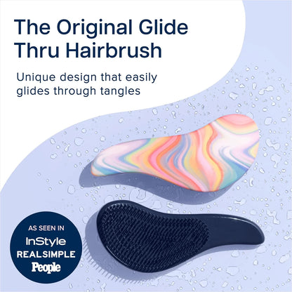 Crave Naturals Glide Thru Hair Brush - Detangler Brush for Curly, Straight, Wet or Dry Hair - Gentle Detangling Brushes for Adults, Kids, Toddlers - Hair Accessories for Women, 7.5x3" - Pink
