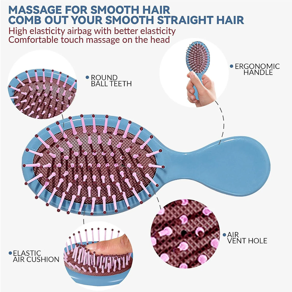 2P Mini Hair Brush,Brush Squirt Detangling Brush,Mini Detangler Brush, No Tangle Ultra-Soft IntelliFlex Bristles,with Ease Knots Without Tears or Breakage (Bright flour)