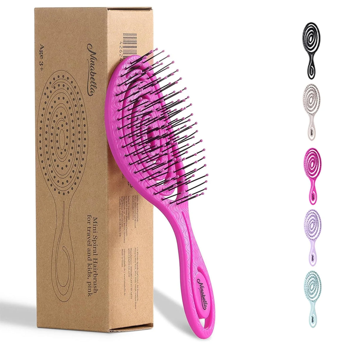 Ninabella Detangler Brush - No Tangle Hair Brush for Women, Fine, Thick and Long Hair - Hairbrush for Wet and Dry Hair, Gentle on the Scalp - Elegant Black