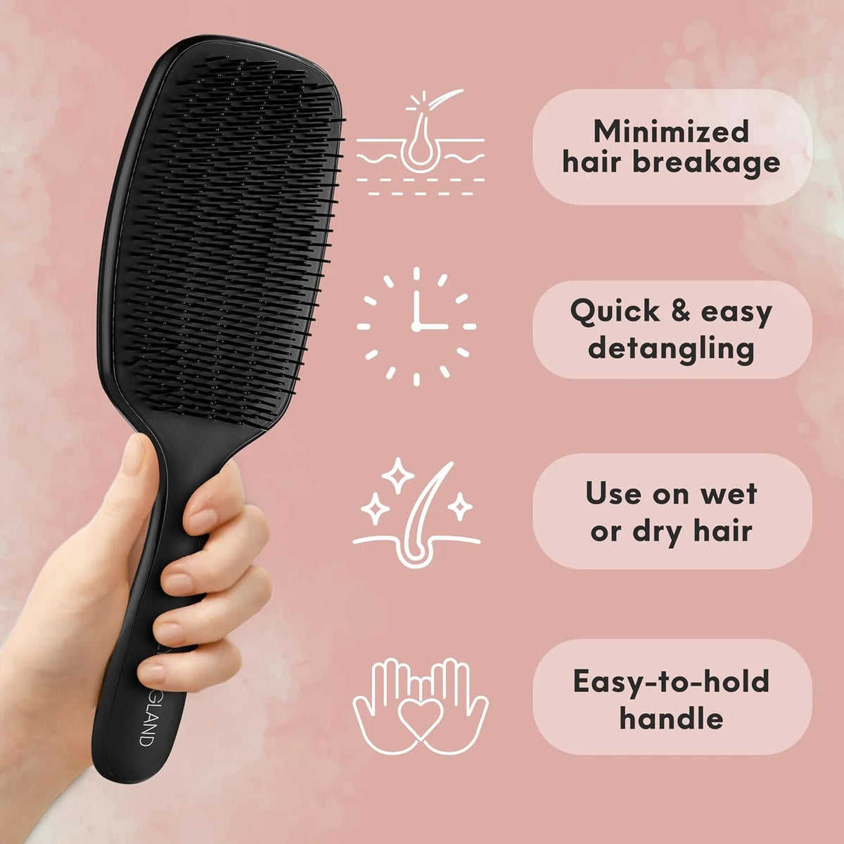 Lily England Pink Hair Brush for Women Detangling for Curly Wet & Dry Hair