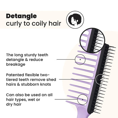Tangle Teezer Wide Tooth Comb, Double Sided for Detangling and Less Breakage, for 3C to 4C Curly Hair Types, Peach