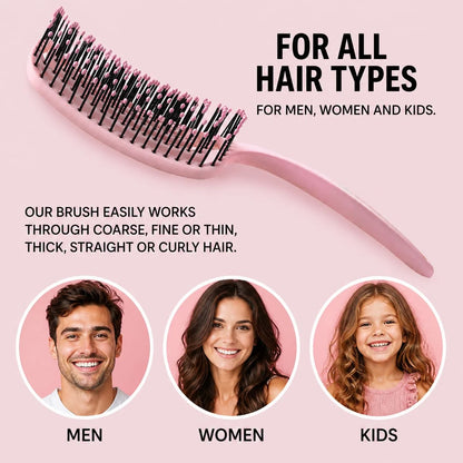 RS ESSENTIAL'S BY LV detangler brush hair brush detangler tangle vented hair brushes for women pink hairbrush black hair brush detangling brush (PINK)