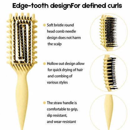Curly Hair Brush Candybrush Curl Defining Brush for Detangling Shaping and Defining Curls for Women, Men, Wet & Dry Hair (Green Pink)