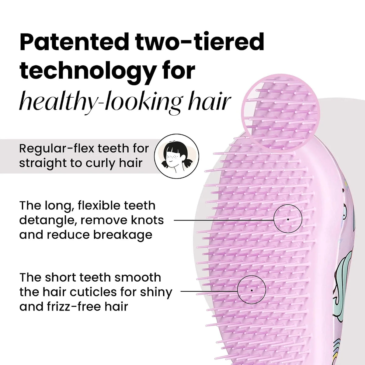 Tangle Teezer Original Detangler Mini Hair Brush for Kids, Unicorn Magic