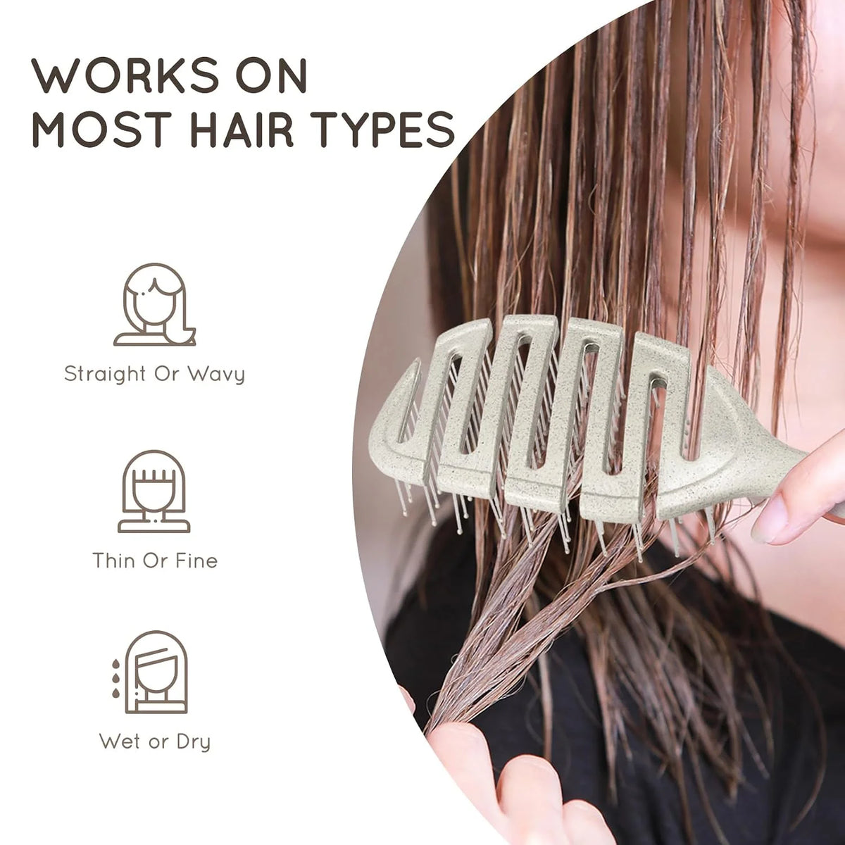 Ecoed Hair brush, Vented Detangling Brush, Quickly Detangles and Smooths hair for Curly, Thick, and Straight Hair, Hair Brush for Women and Men, Blue, Eco Friendly, Sustainable Material