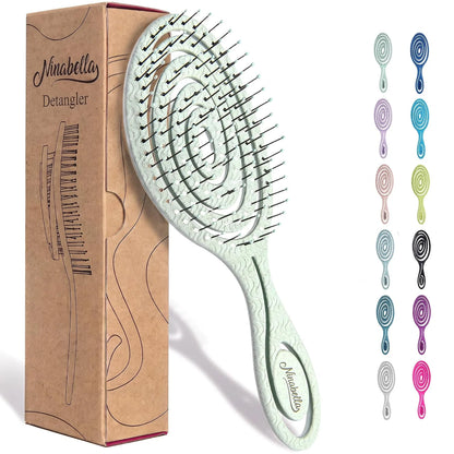 Ninabella Detangler Brush - No Tangle Hair Brush for Women, Fine, Thick and Long Hair - Hairbrush for Wet and Dry Hair, Gentle on the Scalp - Elegant Black